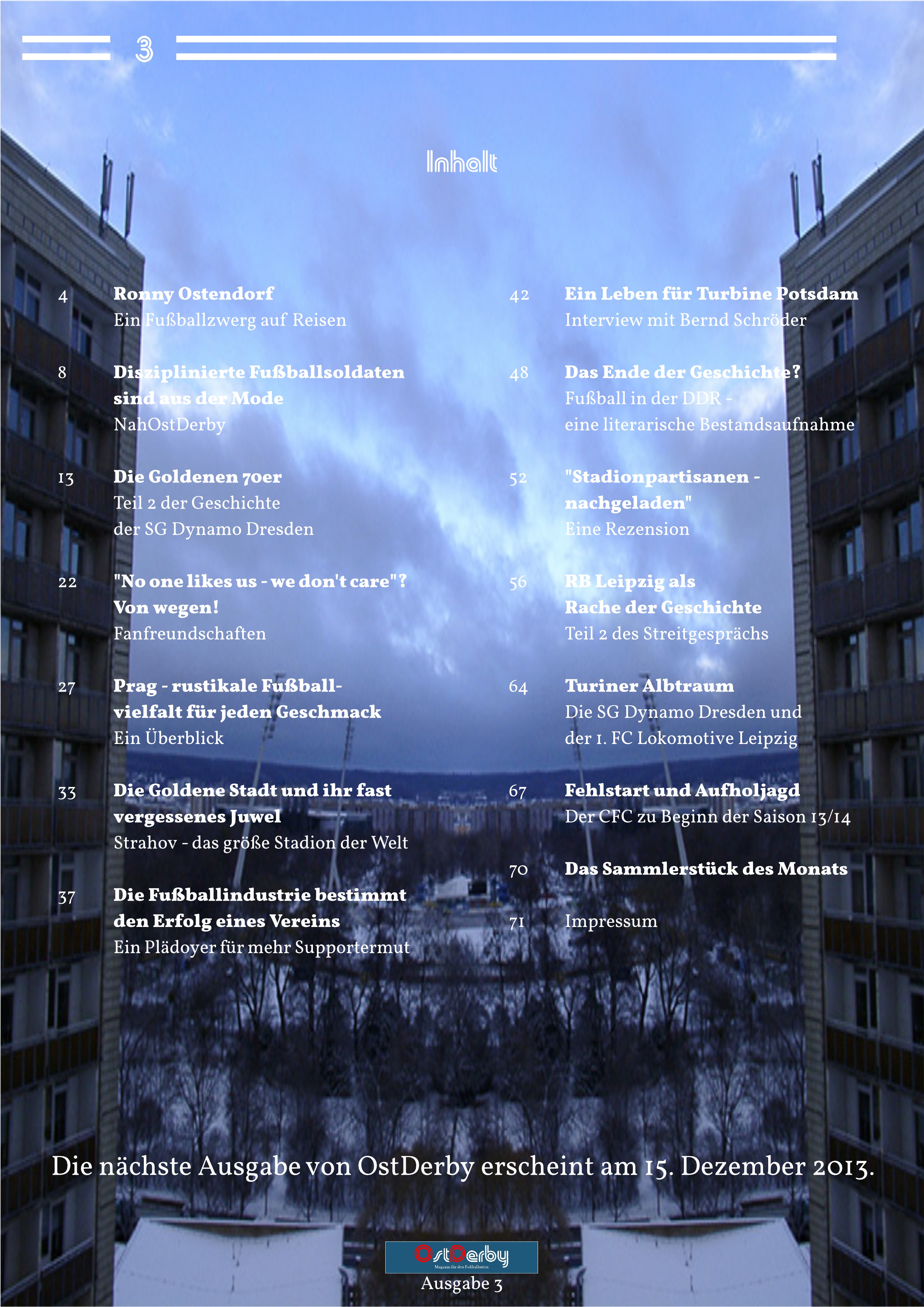 OstDerby Ausgabe 3 - Inhaltsverzeichnis